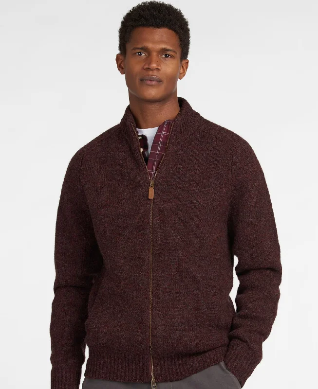 Barbour Calder Knitted Zip Sweatshirt - Winter Red