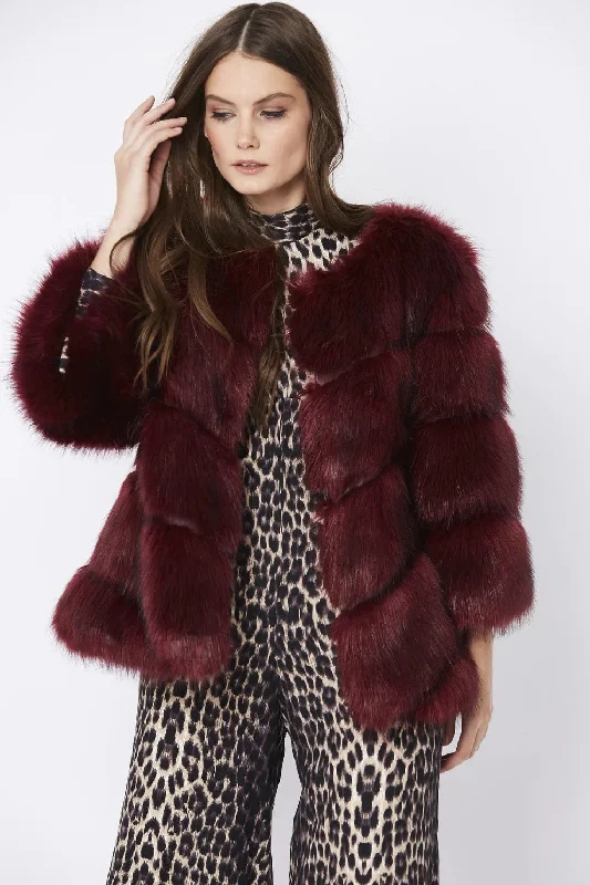 Burgundy Faux Fur Ella Coat