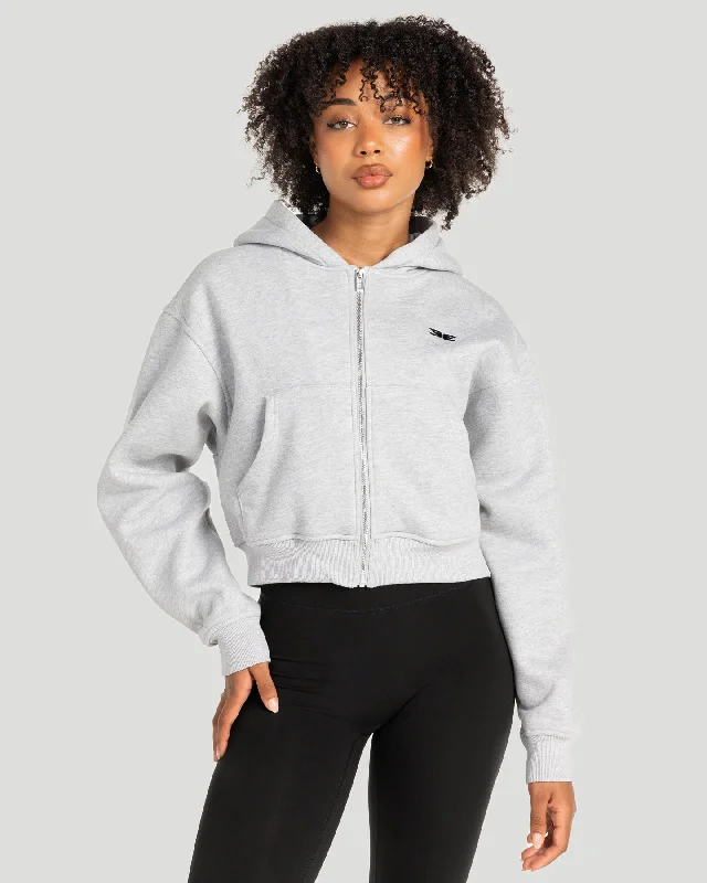 Cropped Classic Zip Through - Grey