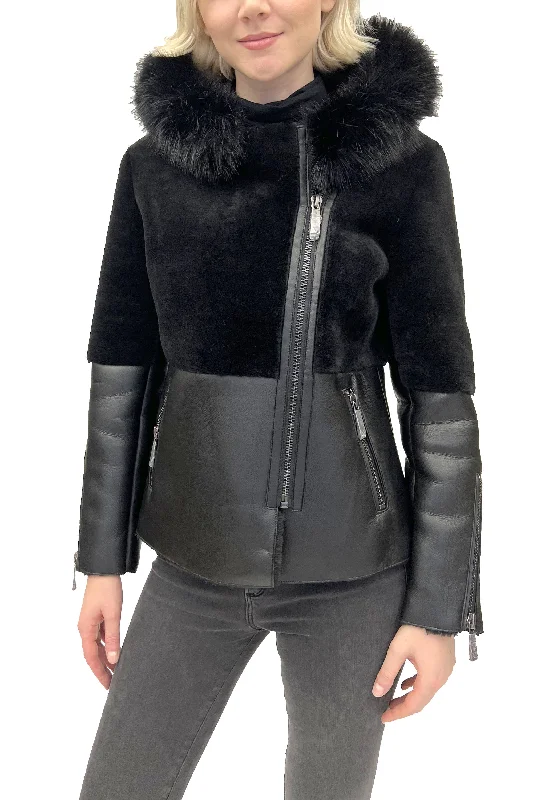 DUMONT - Vegan Leather Jacket with Fur Hood