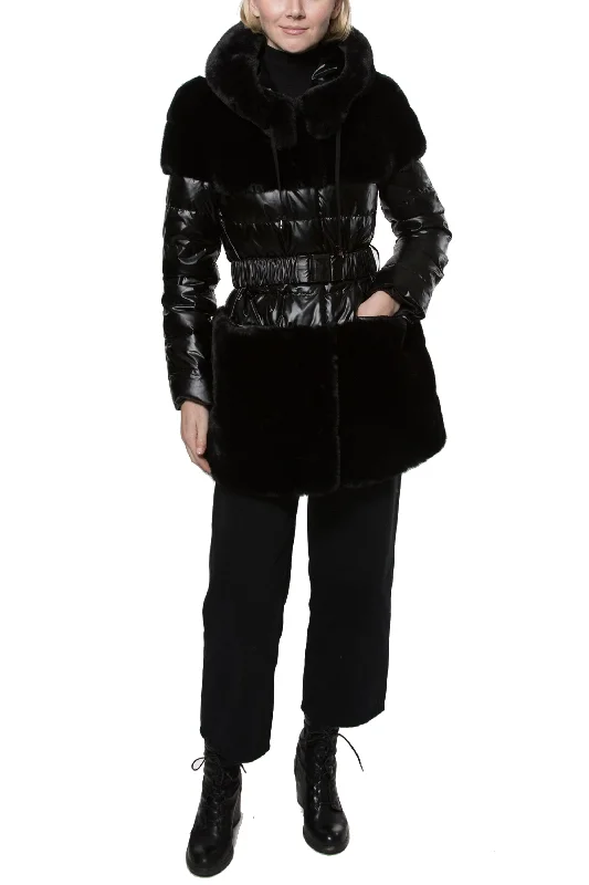 ERIKA - Faux Fur Belted Down Jacket