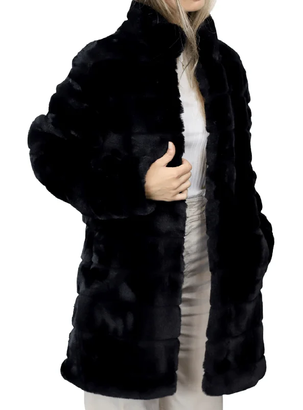 La Fiorentina Plush Faux Coat - Black