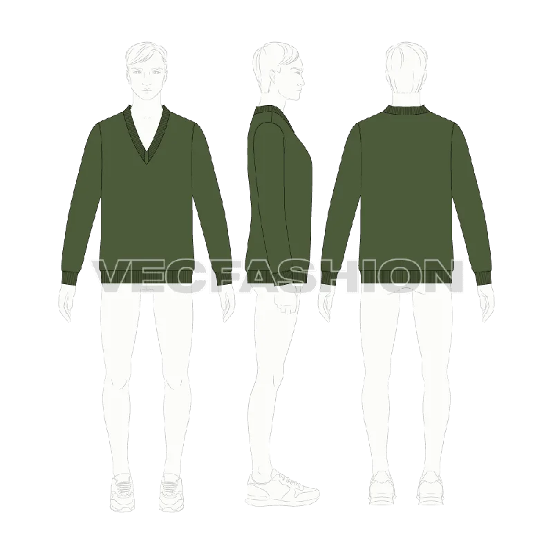 Buy Mens Long V Neck Merino Sweater Fashion Template Online