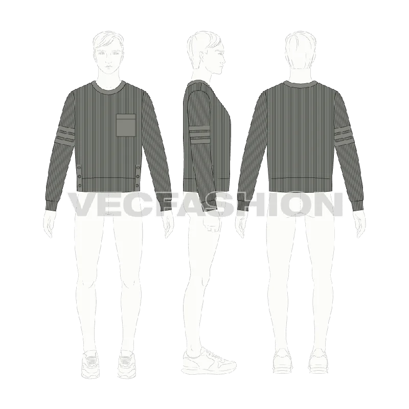 Mens Short Body Sweater CAD Sketch