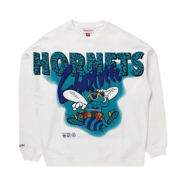 Mitchell & Ness Charlotte Hornets Suns Out Fleece Crew White