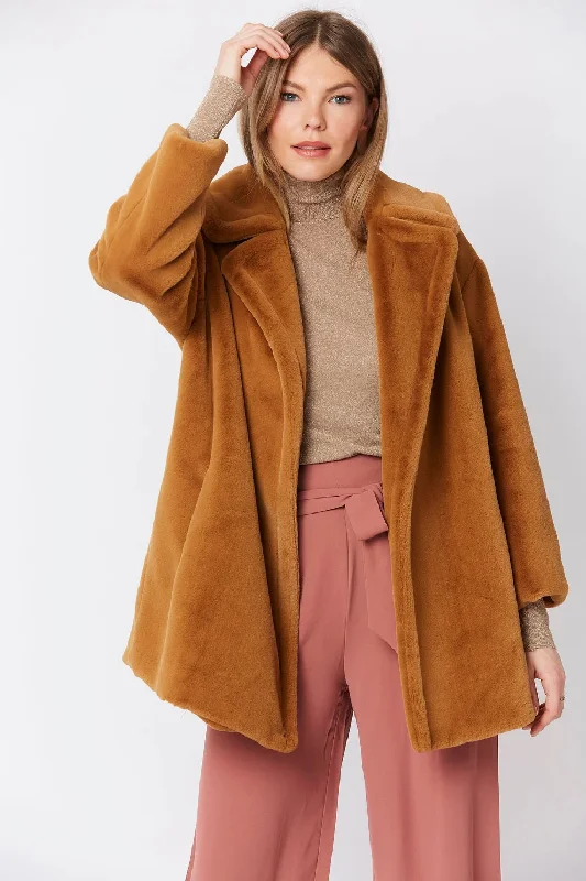 Mocha Faux Fur Midi Coat