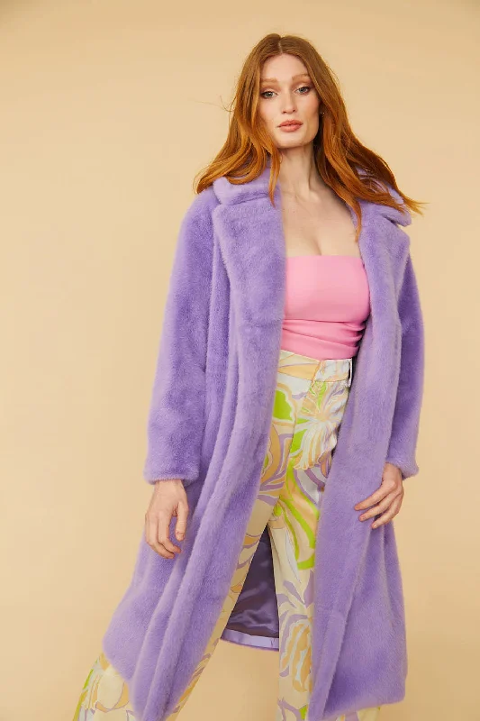 Purple Faux Fur Duchess Maxi Coat