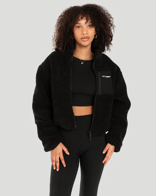 Registered Teddy Cropped Jacket - Black