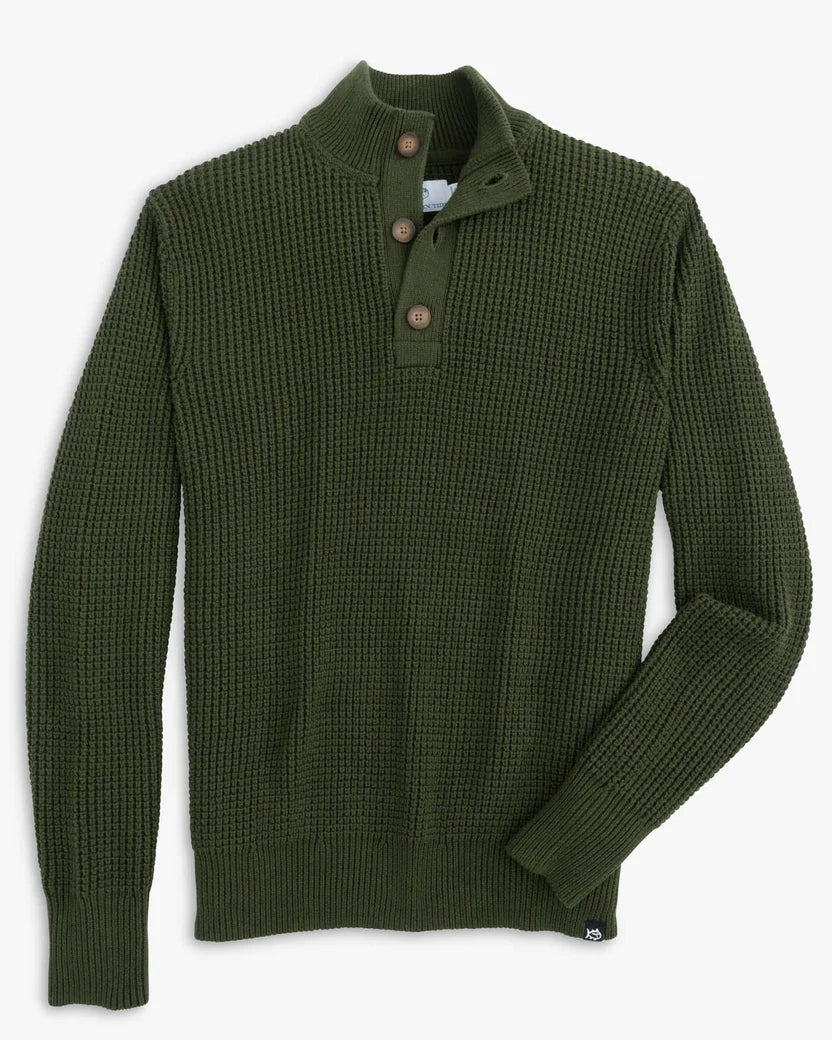 Southern Tide Men's Westmont Heather Jade Quarter Zip Button - Heather Gulf Green