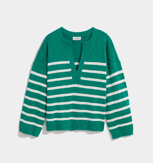 Vineyard Vines Breton Stripe Slub Split-Neck Sweater - Sea Swell