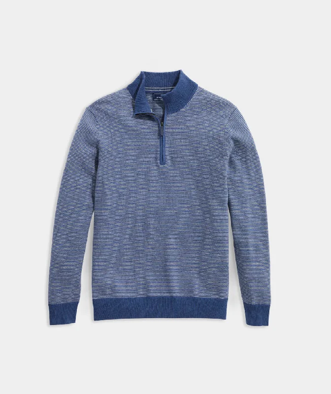 Vineyard Vines Men's Boathouse Stripe Mock Neck Sweater - Medium Indigo