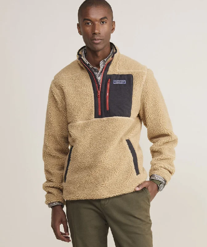 Vineyard Vines Men's Sherpa SuperShep™ Quarter-Zip - Officer Khaki