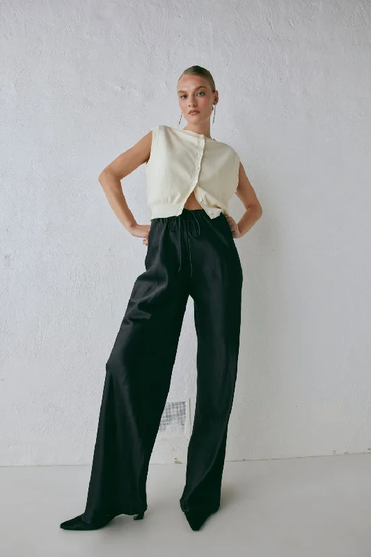 Rae Satin Pants Black