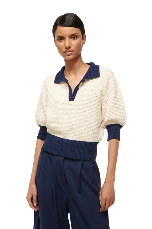 Altea Sweater in Ivory & Navy