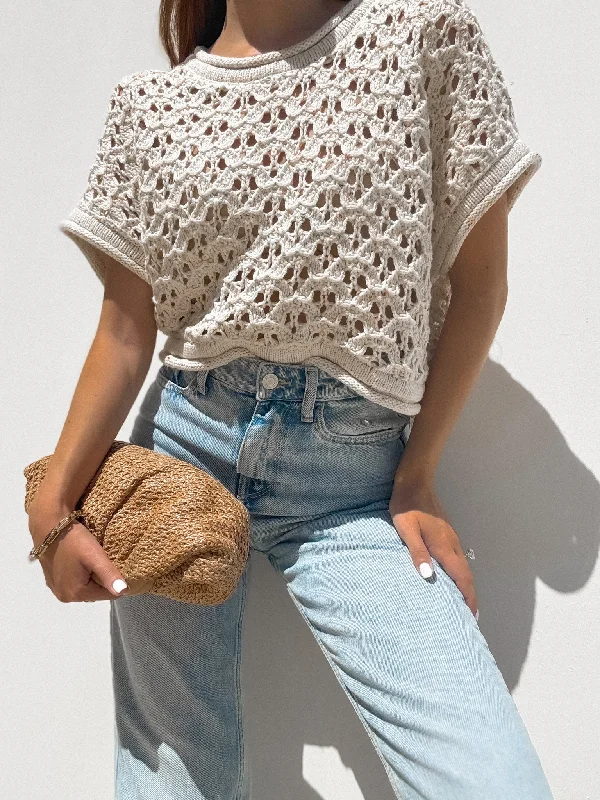 Macaroon Knit Crochet Top