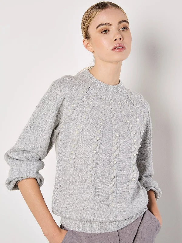 Dotted Pearl Sweater in Heather Grey