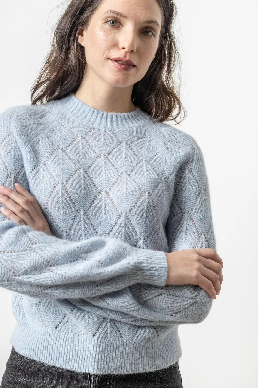 Easy Pointelle Crewneck Sweater in Glacier