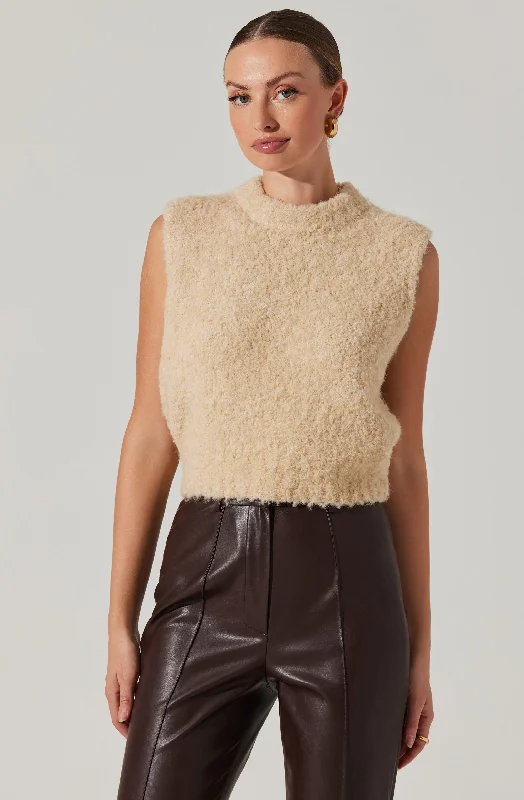 Edlyn Boucle Mock Neck Sweater in Cream