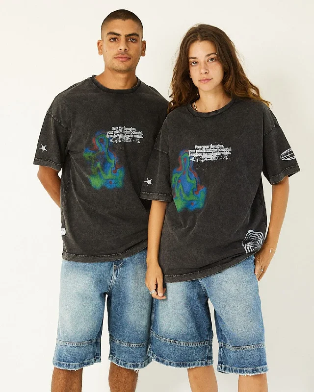 Free Your Thoughts Acid Washed Oversized Tee