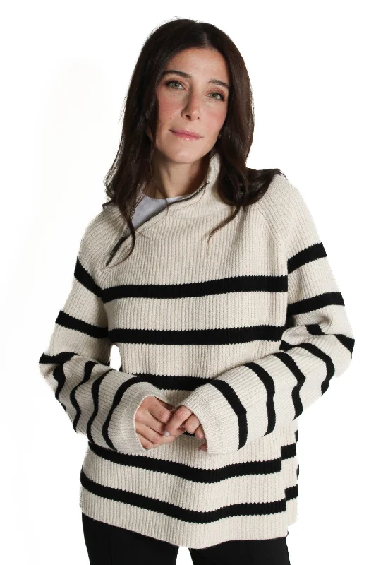 Gibi Sailor Neck Striped Sweater