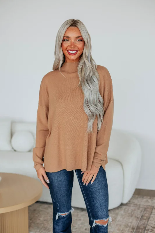 Imelda Mock Neck Sweater - Camel