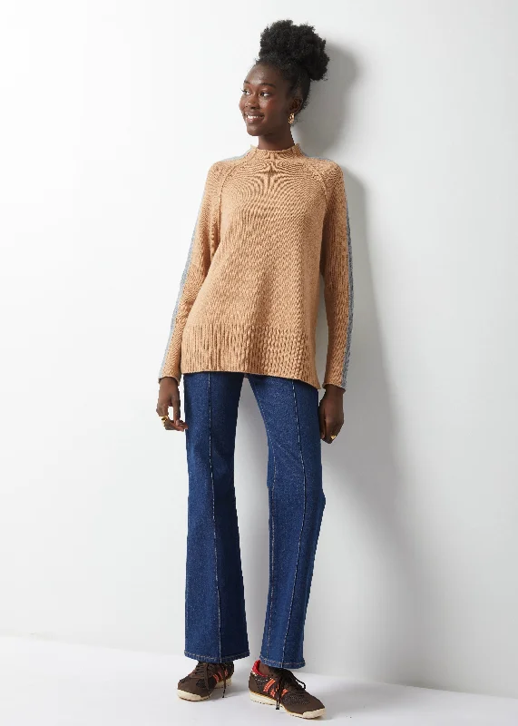 INTARSIA FUNNEL NECK SWEATER