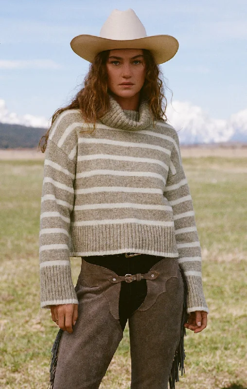 Josephine Stripe Sweater in Heather Taupe