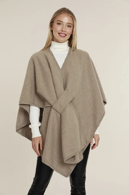 Knit Shawl Wrap in Taupe