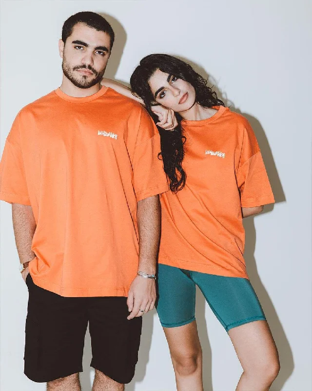 Orange IYS Printed Oversized Tee