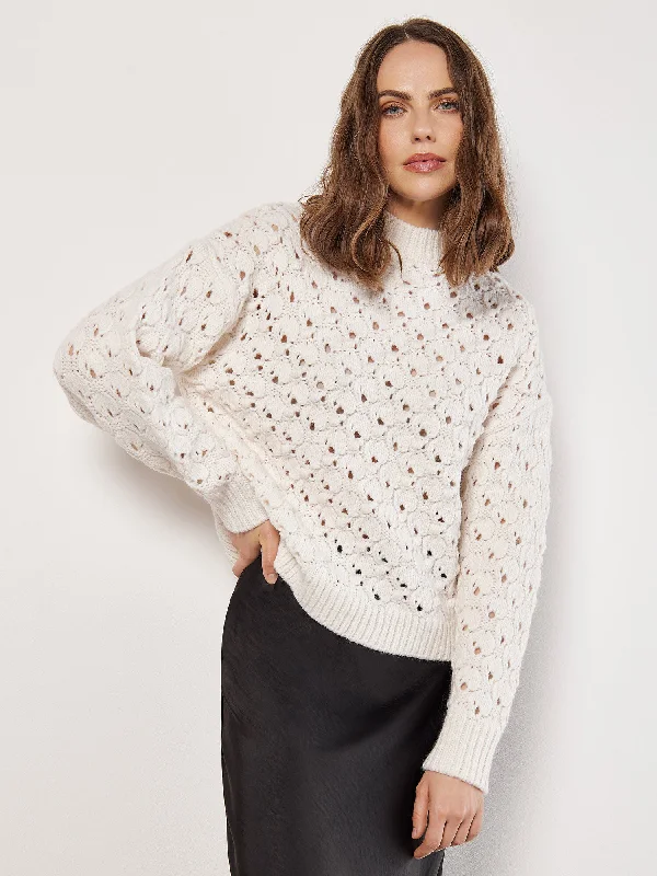 Pointelle Sweater in Cream