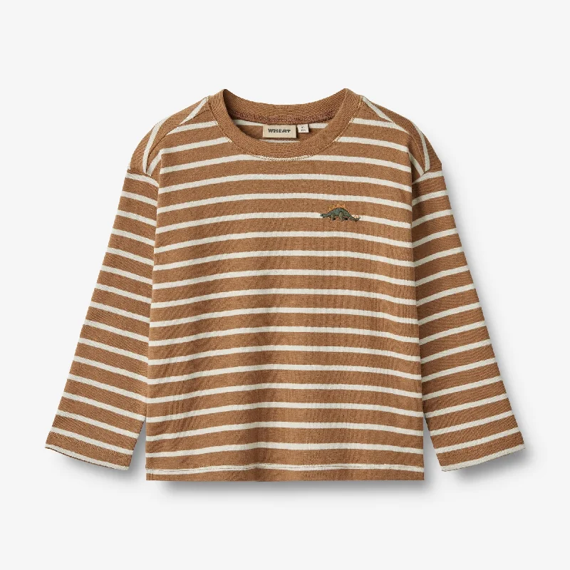 T-Shirt L/S Dallas - caramel stripe