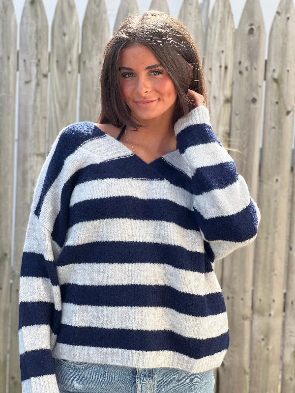 V-Neck Stripe Sweater