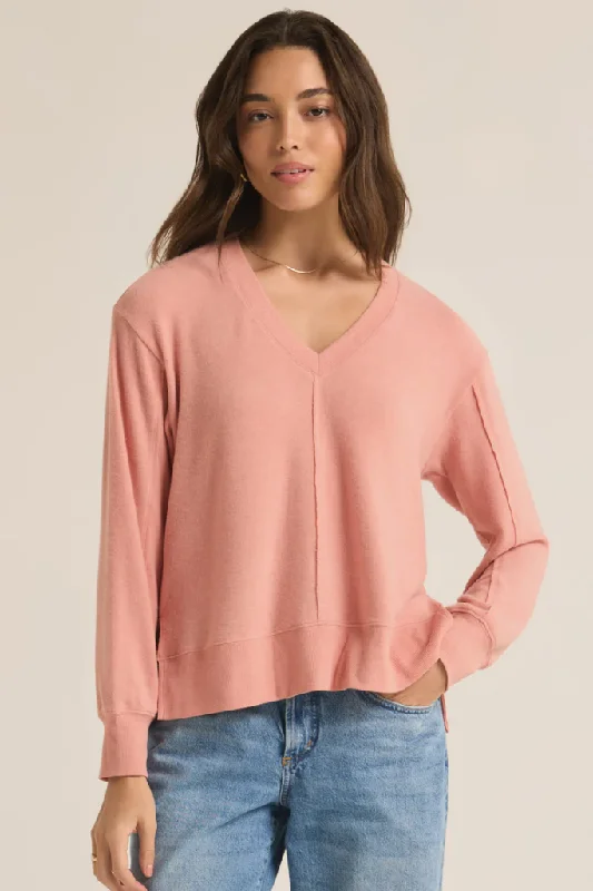 Wilder Cloud V Neck Sweater in Rose Haze by Z Supply