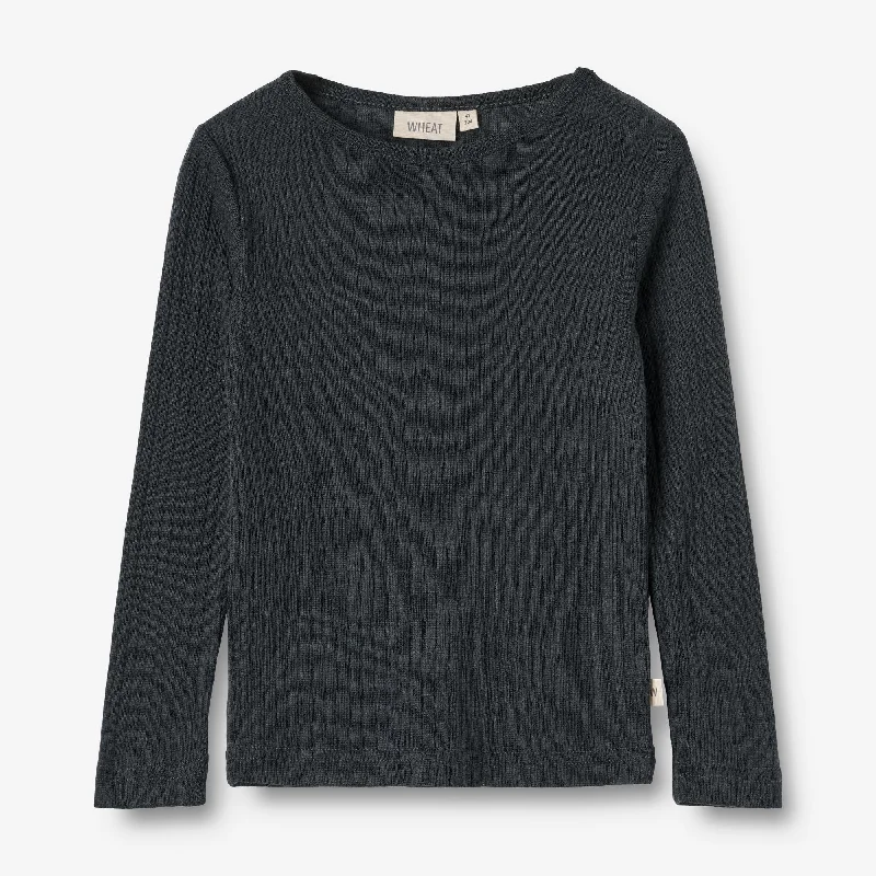 Wool Silk t-shirt L/S Alfie - navy