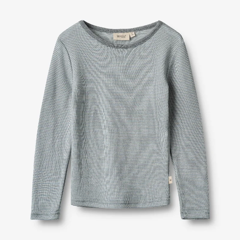 Wool T-Shirt L/S Alfie - cloudy sky stripe