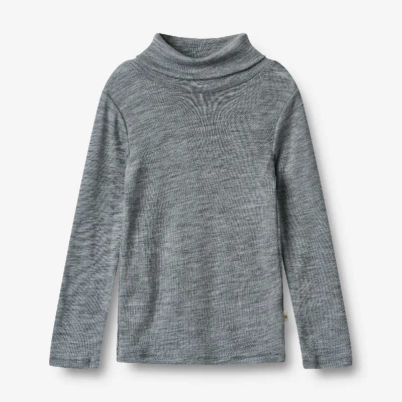 Wool T-Shirt Roll Neck Aksel - melange grey