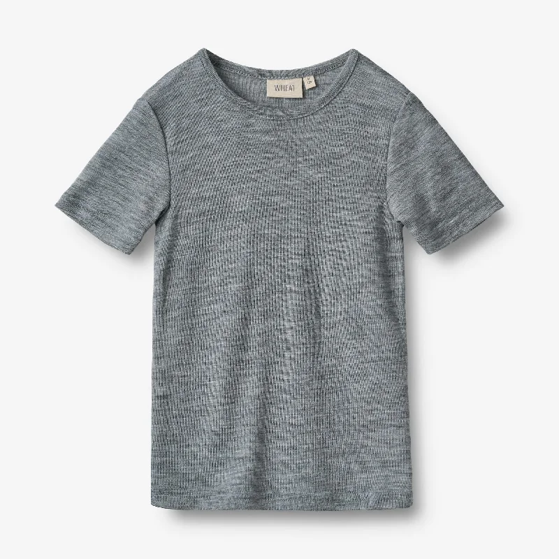 Wool T-shirt S/S Seo - melange grey