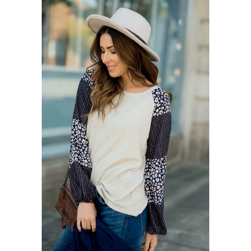 Blooming Sleeves Spotted Leopard Blouse