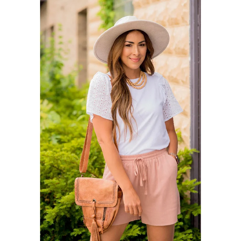 Eyelet Short Sleeve Blouse