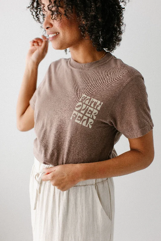 'Faith Over Fear' Comfort Colors Graphic Tee in Brown FINAL SALE