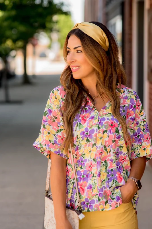 Floral Mid Seam V Blouse