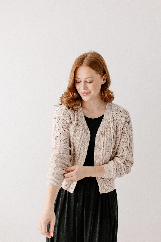 'Penelope' Cable Knit Cotton Cardigan