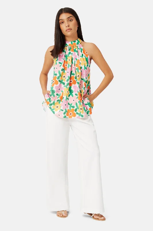 Slow Days of Summer Halterneck Top in White