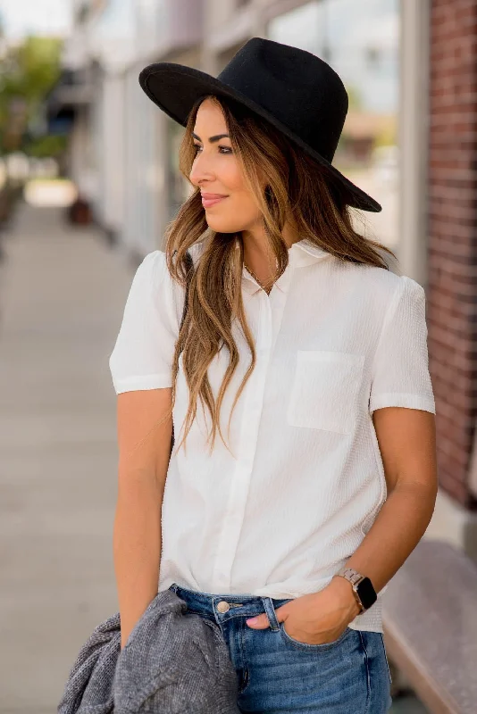 Textured Button Up Blouse