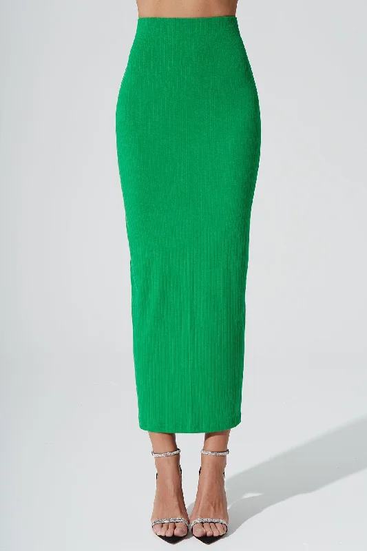 Calista Knitted Slit Skirt - Fern Green