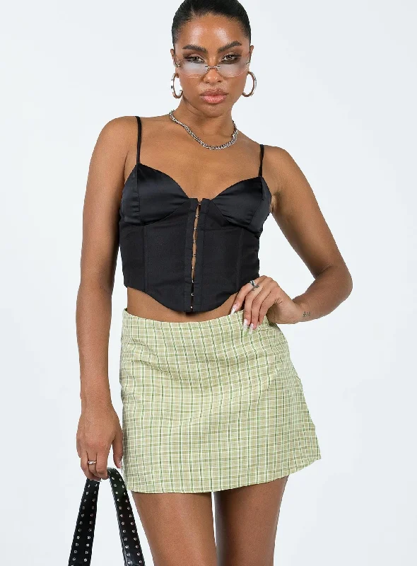 Kai Check Mini Skirt Green